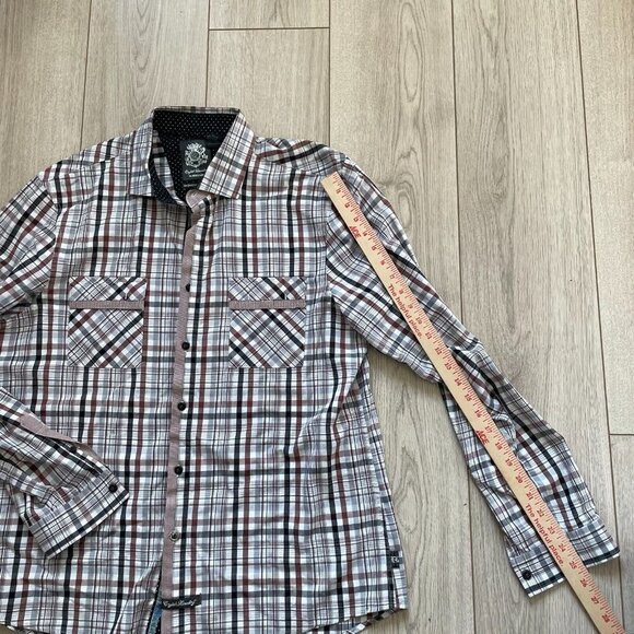 English Laundry Men's Blaque Label Button-Up Shirt Pockets PlaidLarge - Picture 4 of 10